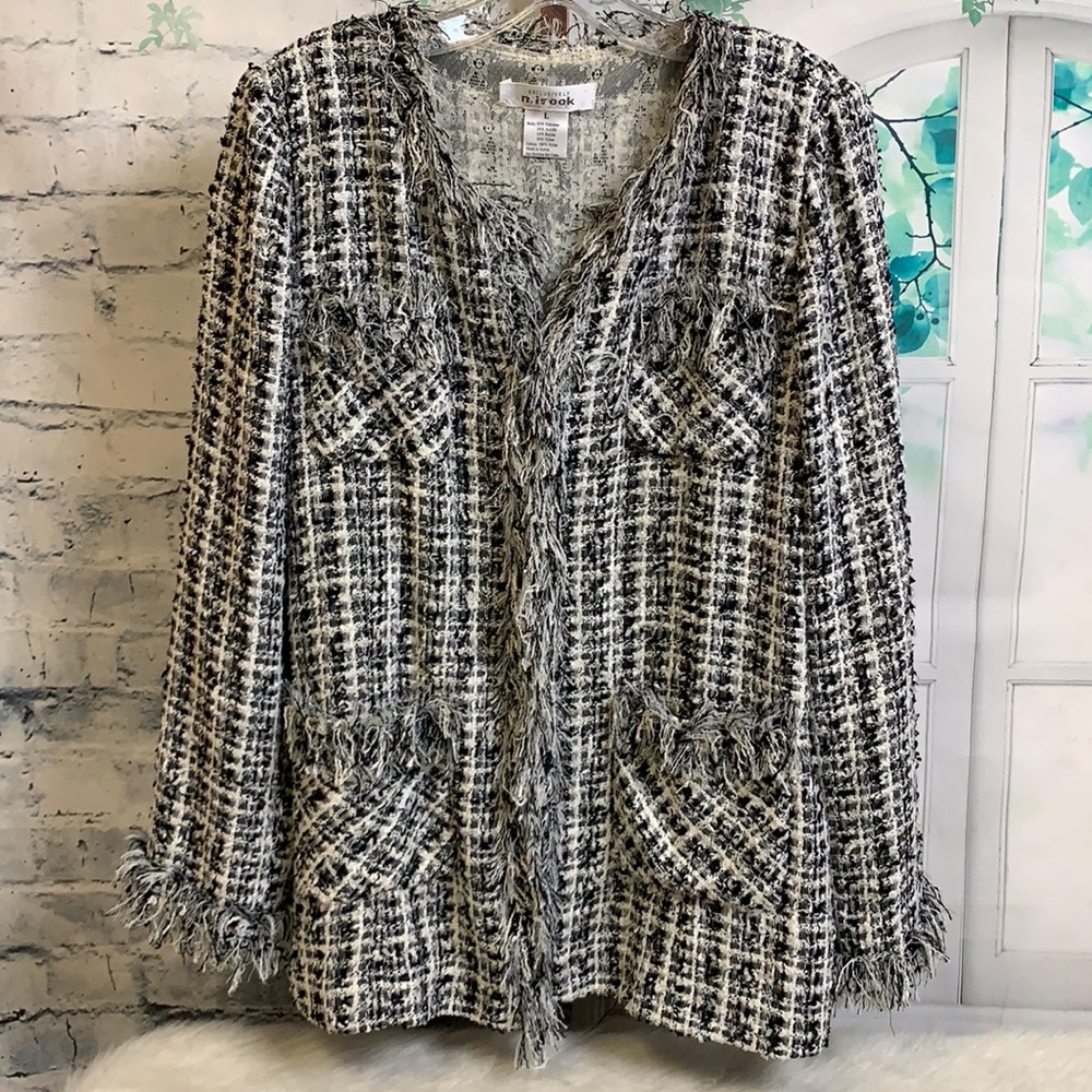 Misook lined Chanel look Tweed with fringe
